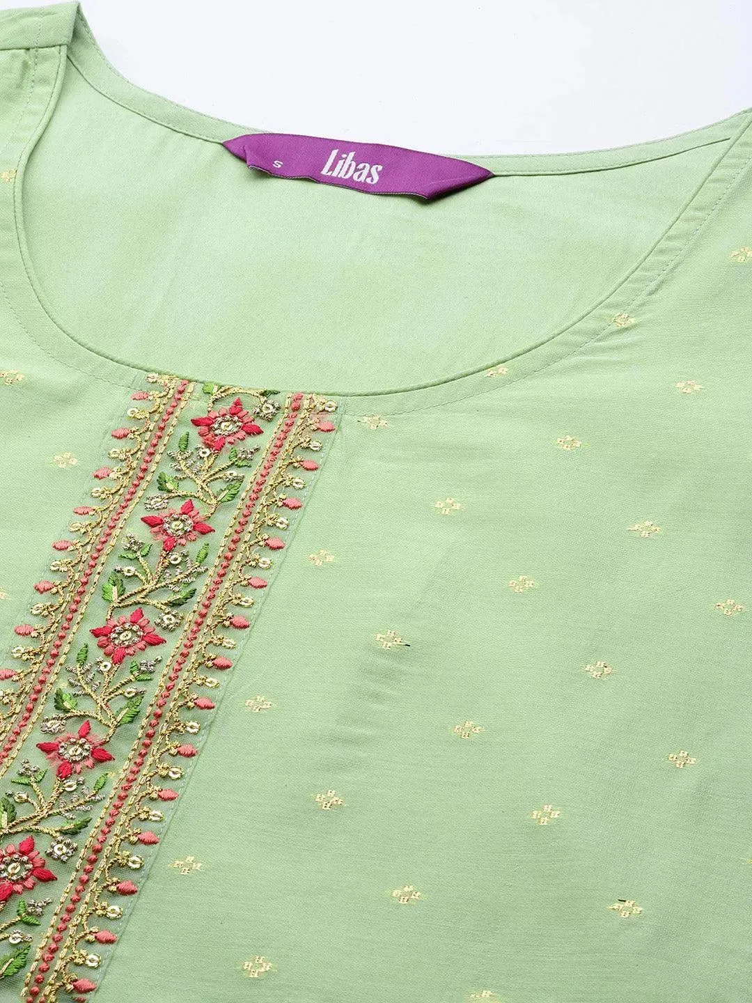 Green Embroidered Chanderi Silk Straight Kurta