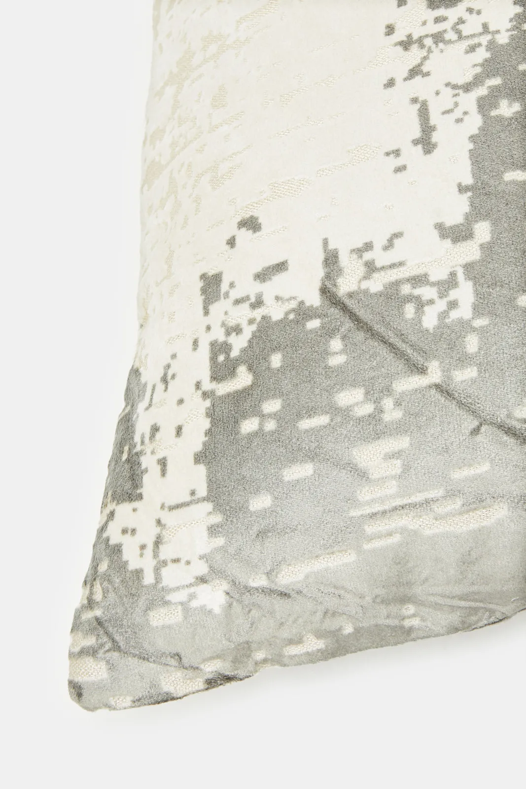 Grey Cut Velvet Jacquard Cushion