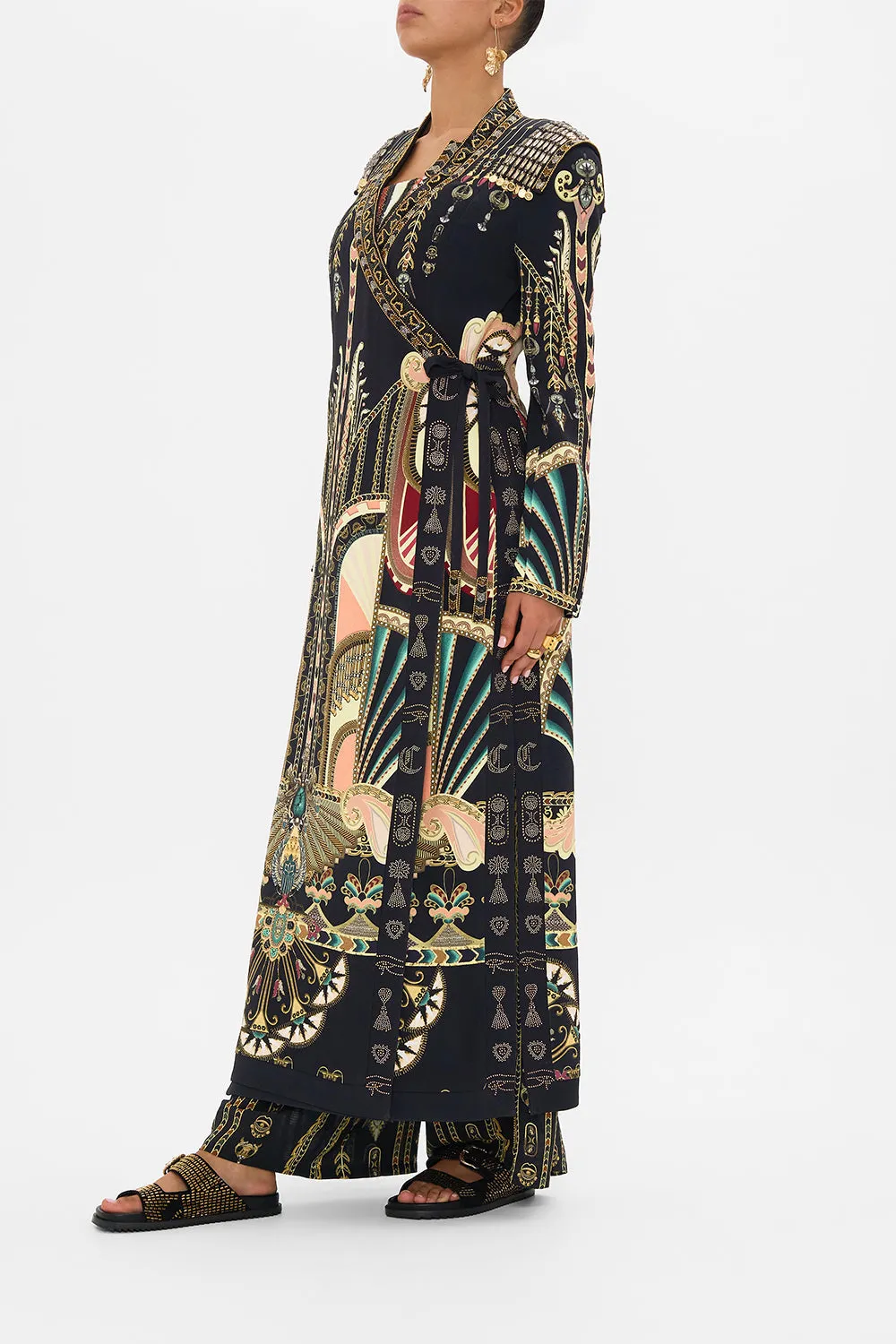 HAND EMBELLISHED CROSS OVER COAT THEY CALLED HER NEFERTARI