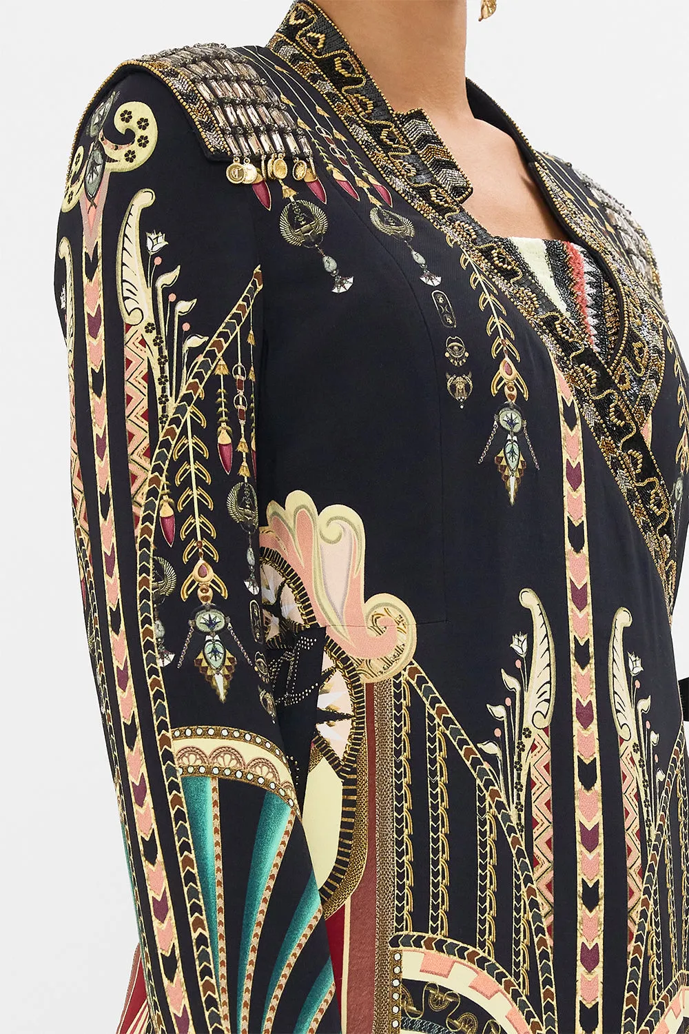 HAND EMBELLISHED CROSS OVER COAT THEY CALLED HER NEFERTARI