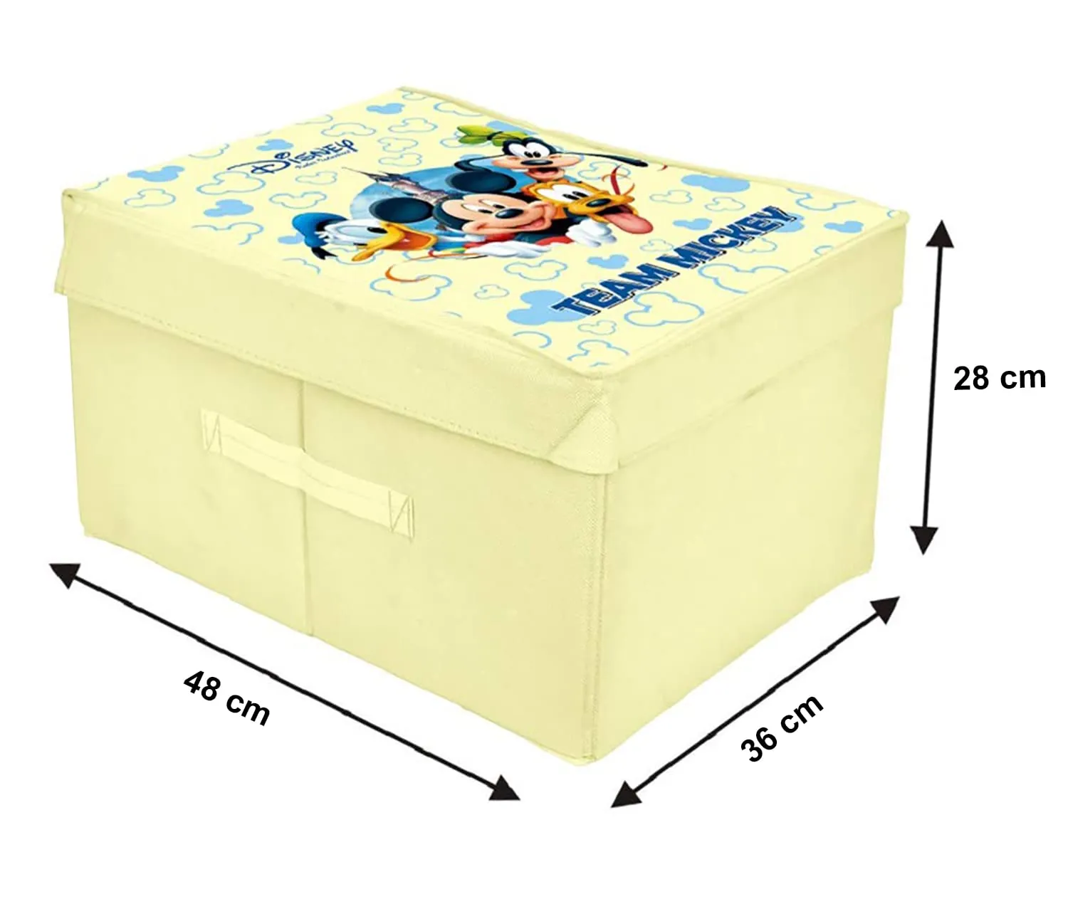 Heart Home Disney Team Mickey Printed Multipurposes Non-Woven Flodable Storage Box/Oragnizer (Cream)-HS43HEARTH26566