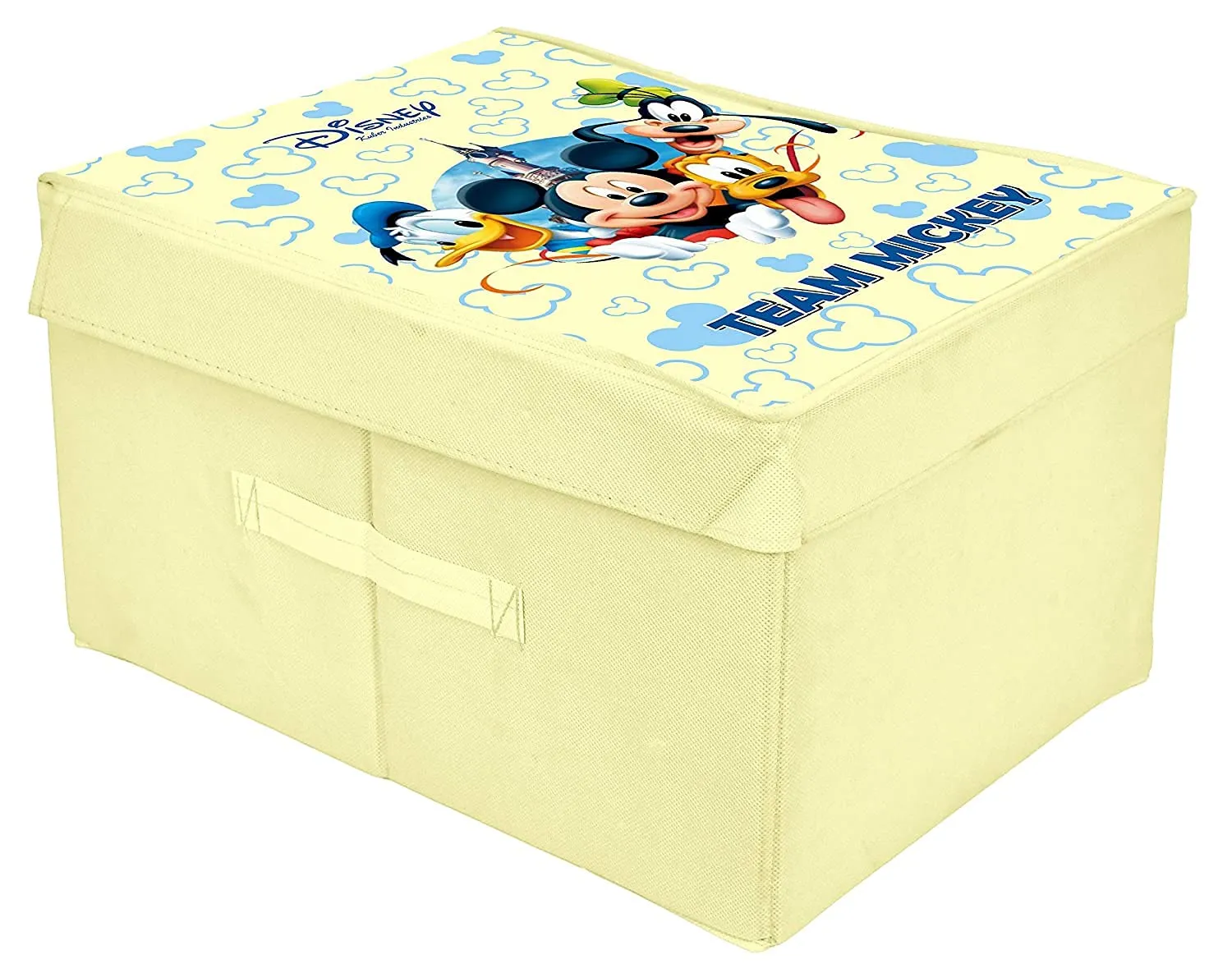 Heart Home Disney Team Mickey Printed Multipurposes Non-Woven Flodable Storage Box/Oragnizer (Cream)-HS43HEARTH26566