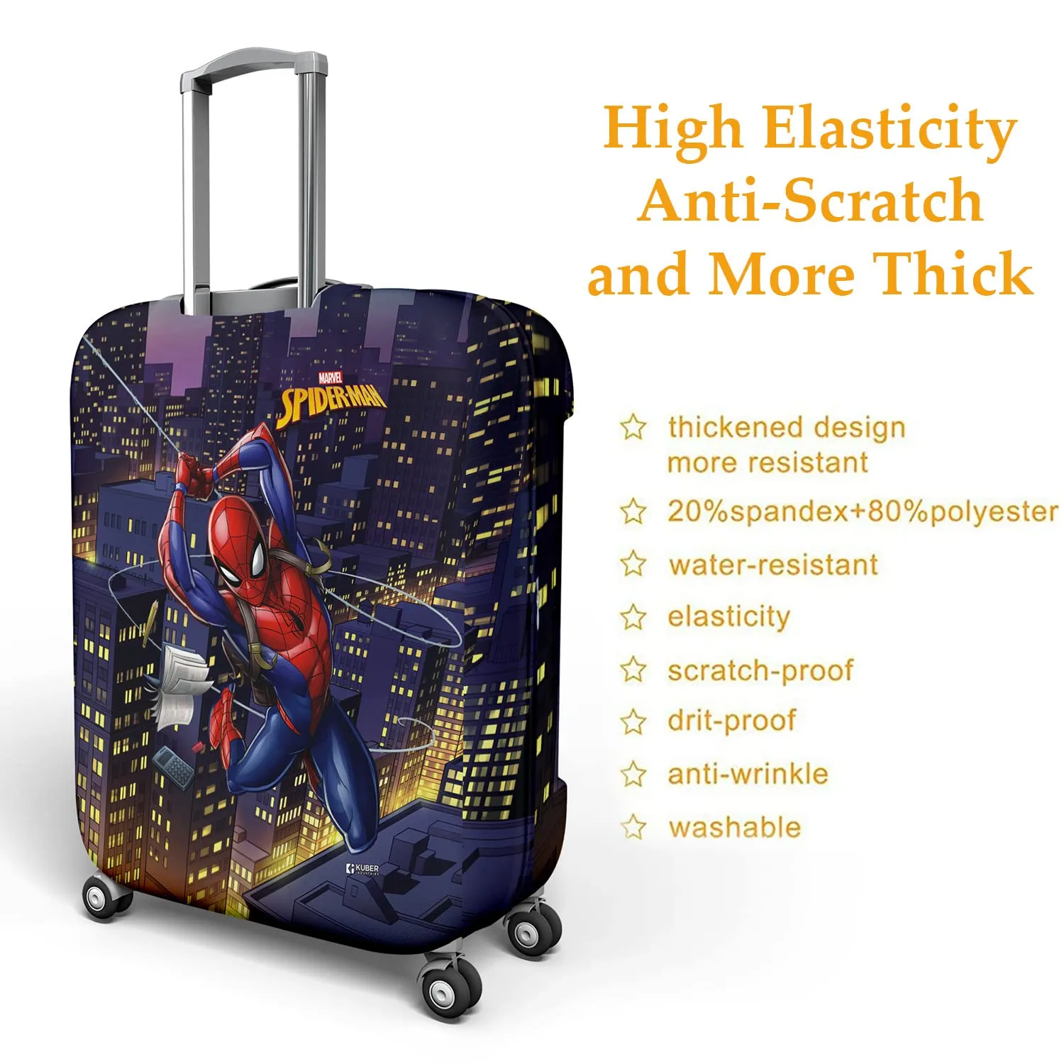 Heart Home Marvel Spiderman Luggage Cover | Polyester Travel Suitcase Cover | Washable | Stretchable Suitcase Cover | 22-26 Inch-Medium | 26-30 Inch-Large | Pack of 2 | Multicolor