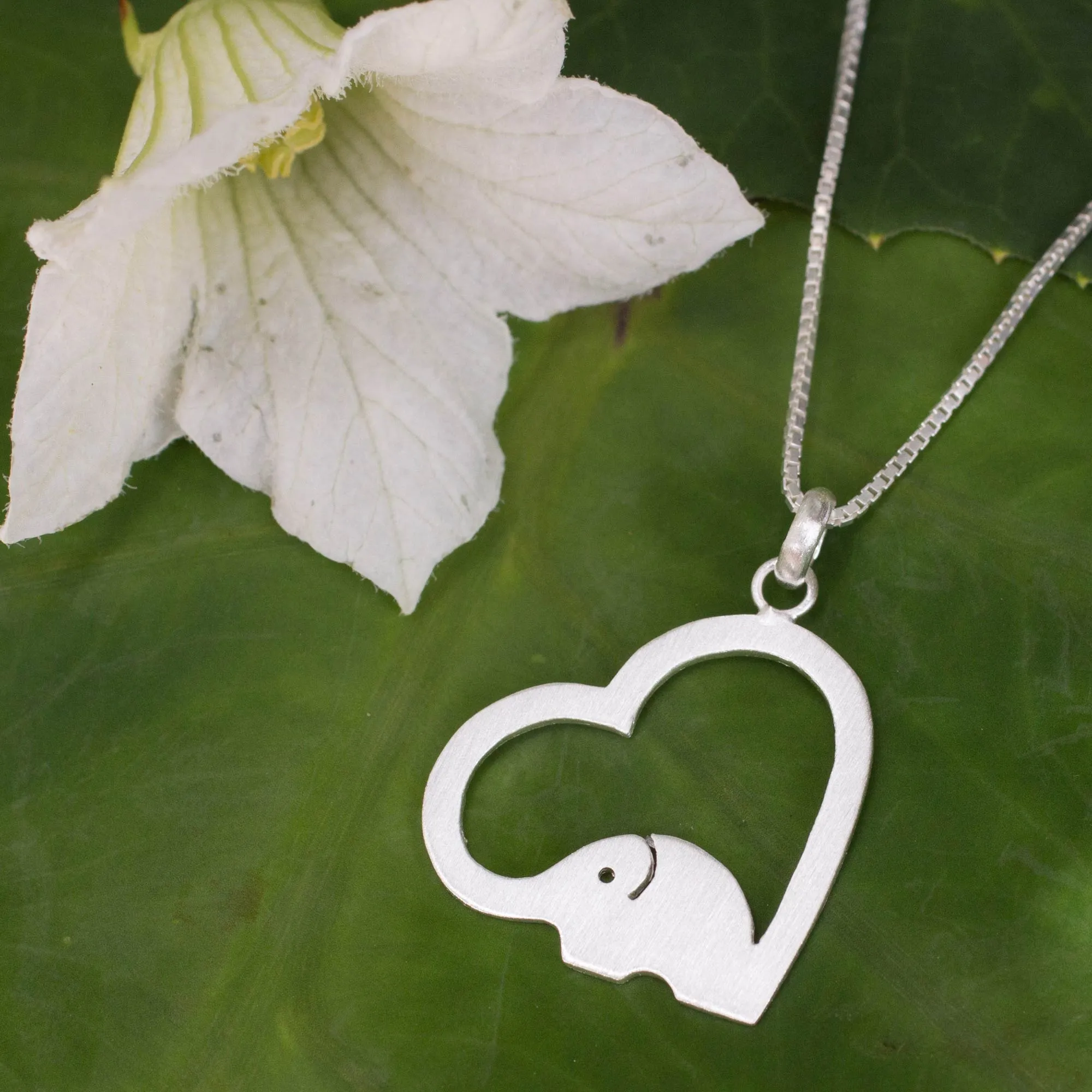 Heartfelt Elephant Thai Elephant Jewelry Necklace in Sterling Silver