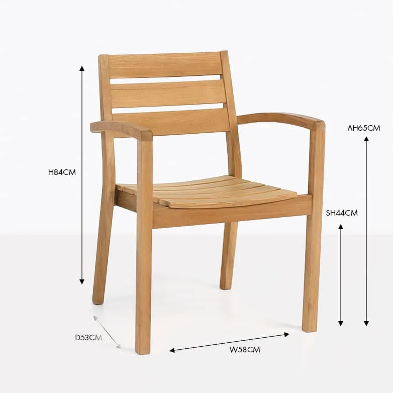 Horizon Teak Stackable Dining Armchair