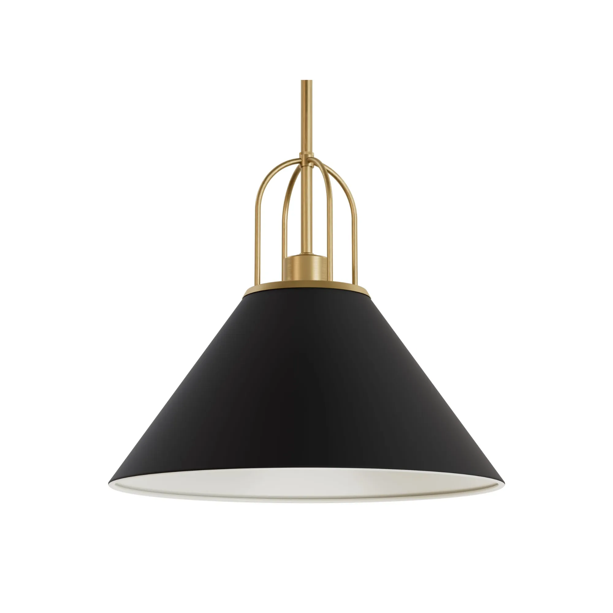 Hunter Carrington Isle Flat Matte Black and Luxe Gold 1 Light Large Pendant Ceiling Light Fixture - Jasmine Roth Collection