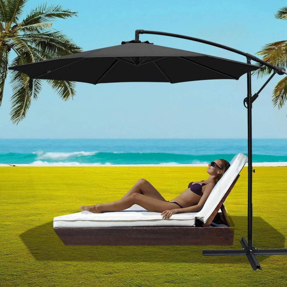 Instahut 3M Cantilevered Outdoor Umbrella - Black