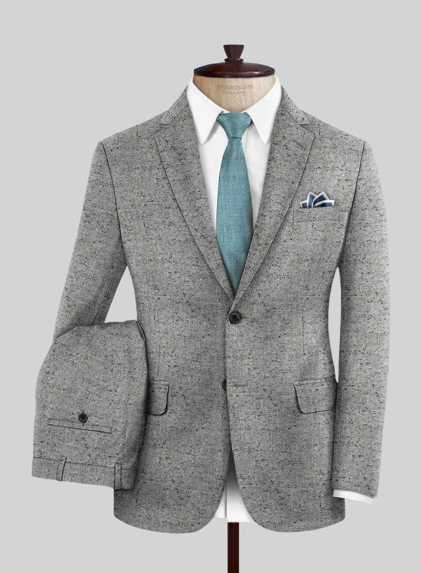 Italian Donegal Light Gray Wool Suit