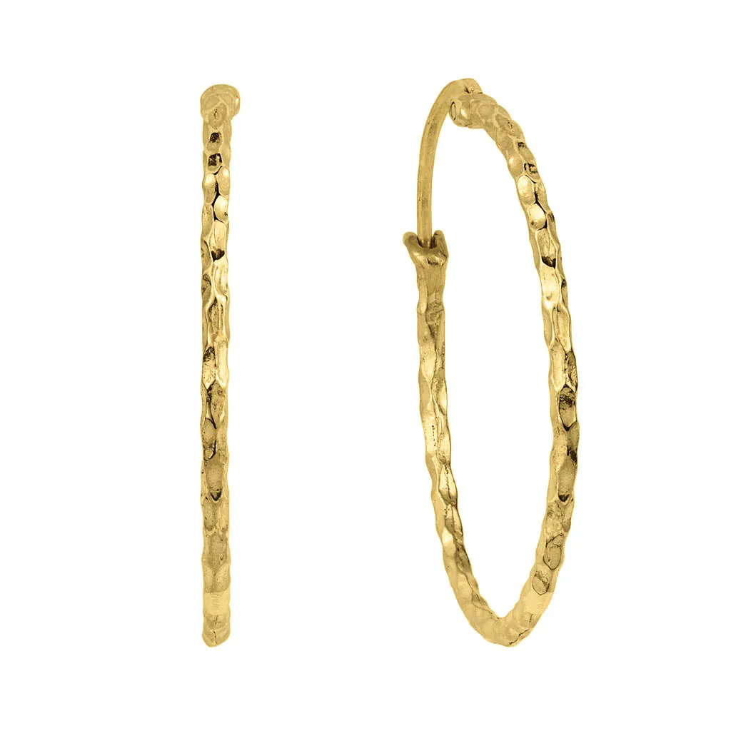 Jodhpur Hammered Hoop Earrings - Gold