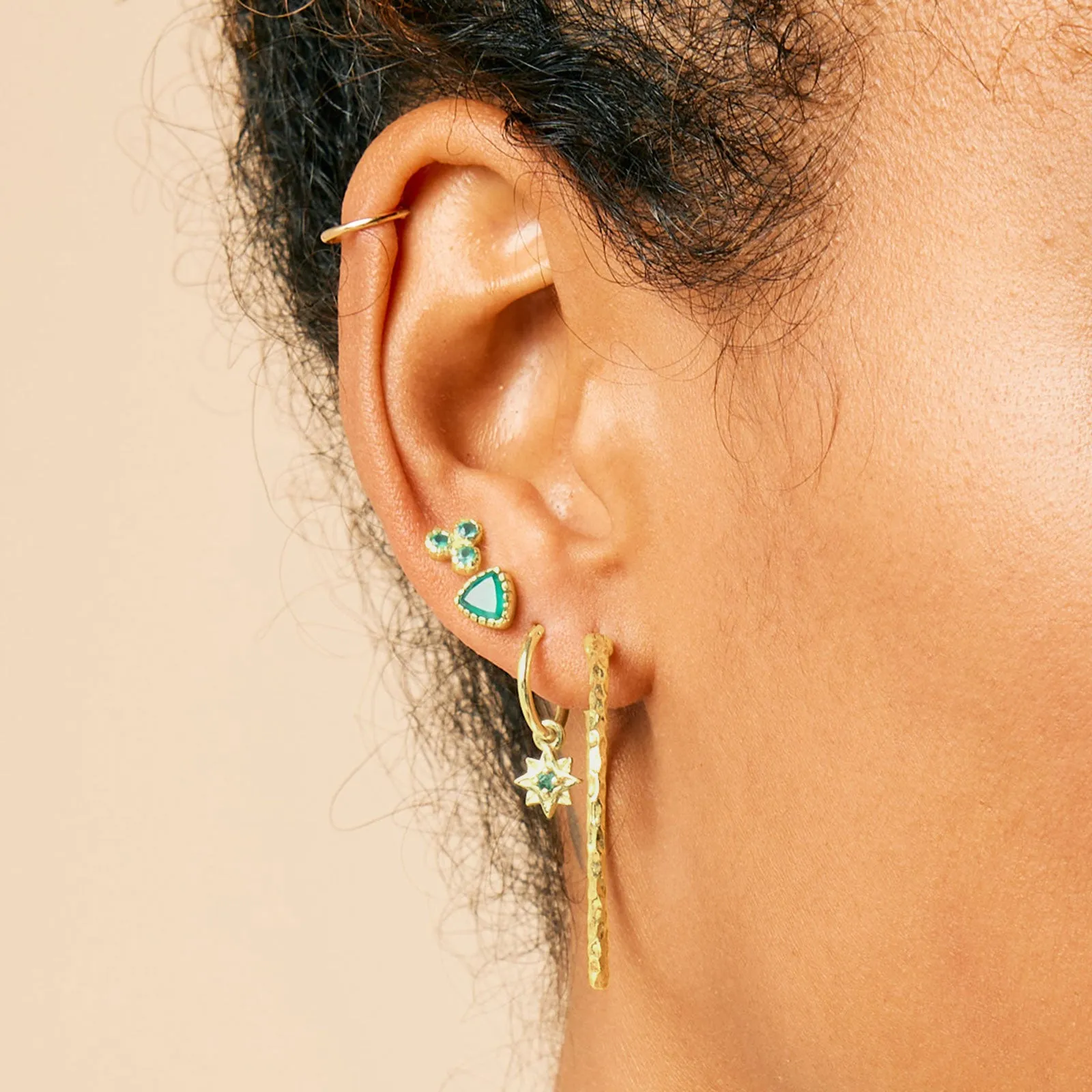 Jodhpur Hammered Hoop Earrings - Gold