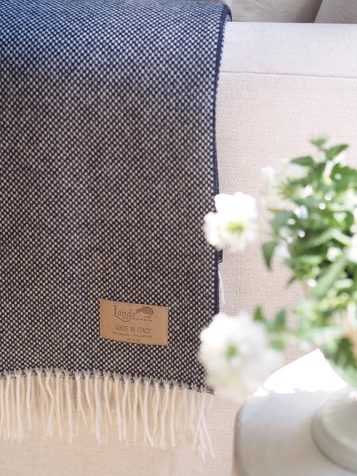 Juno Navy Cashmere Throw