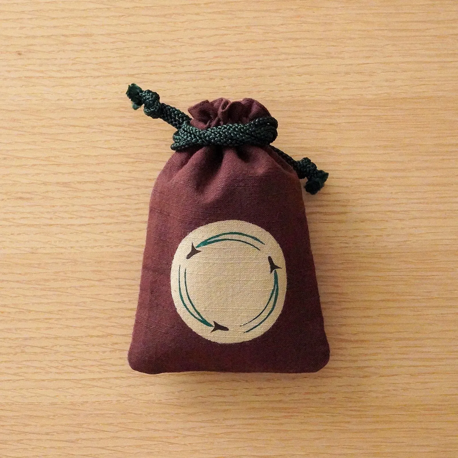 Katazome Small Talisman Bag - Pine Needle -,  Drawstring Pouch,  Japanese traditional craft bag