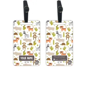 Kids Personalised Suitcase Tags Set of 2 for Travel - Animal