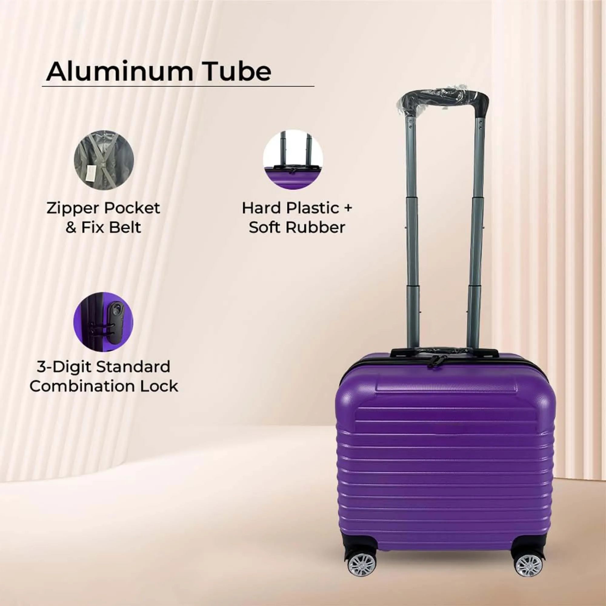 Kuber Industries 16inch Strong & Lightweight Cabin Trolley Bags with 360 Degree Rotating Wheels | Expandable Carry-On Cabin Luggage Suitcase | Bags for Travelling | C015116BLE-Blue