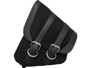 La Rosa Design Canvas Swing Arm Left Saddle Bag With Black Straps Black For 87-23 Softail