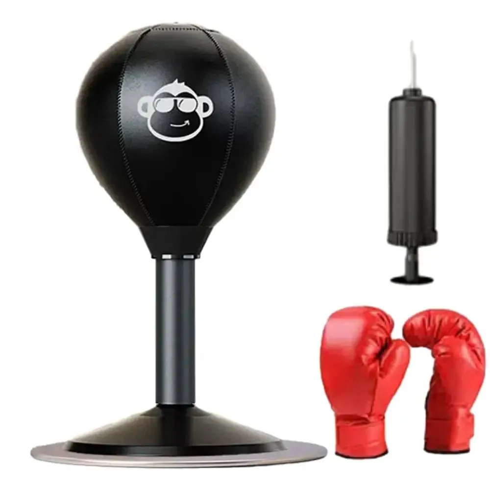 Leather Desktop Boxing Speed Ball – Wall-Mounted Stress Reliever & Fitness Trainer for Adults and Kids, Strong Suction for Ultimate Punching Fun