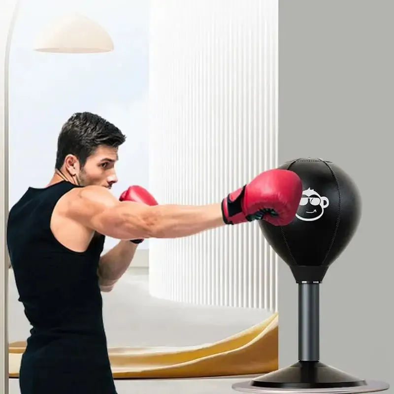 Leather Desktop Boxing Speed Ball – Wall-Mounted Stress Reliever & Fitness Trainer for Adults and Kids, Strong Suction for Ultimate Punching Fun