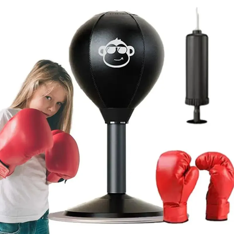 Leather Desktop Boxing Speed Ball – Wall-Mounted Stress Reliever & Fitness Trainer for Adults and Kids, Strong Suction for Ultimate Punching Fun