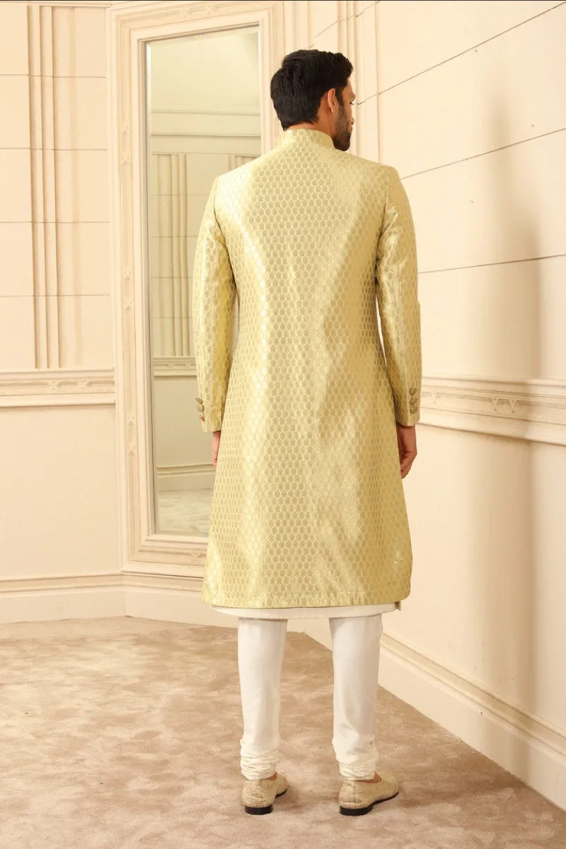 Light Green Zari Brocade Sherwani