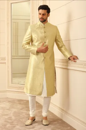 Light Green Zari Brocade Sherwani