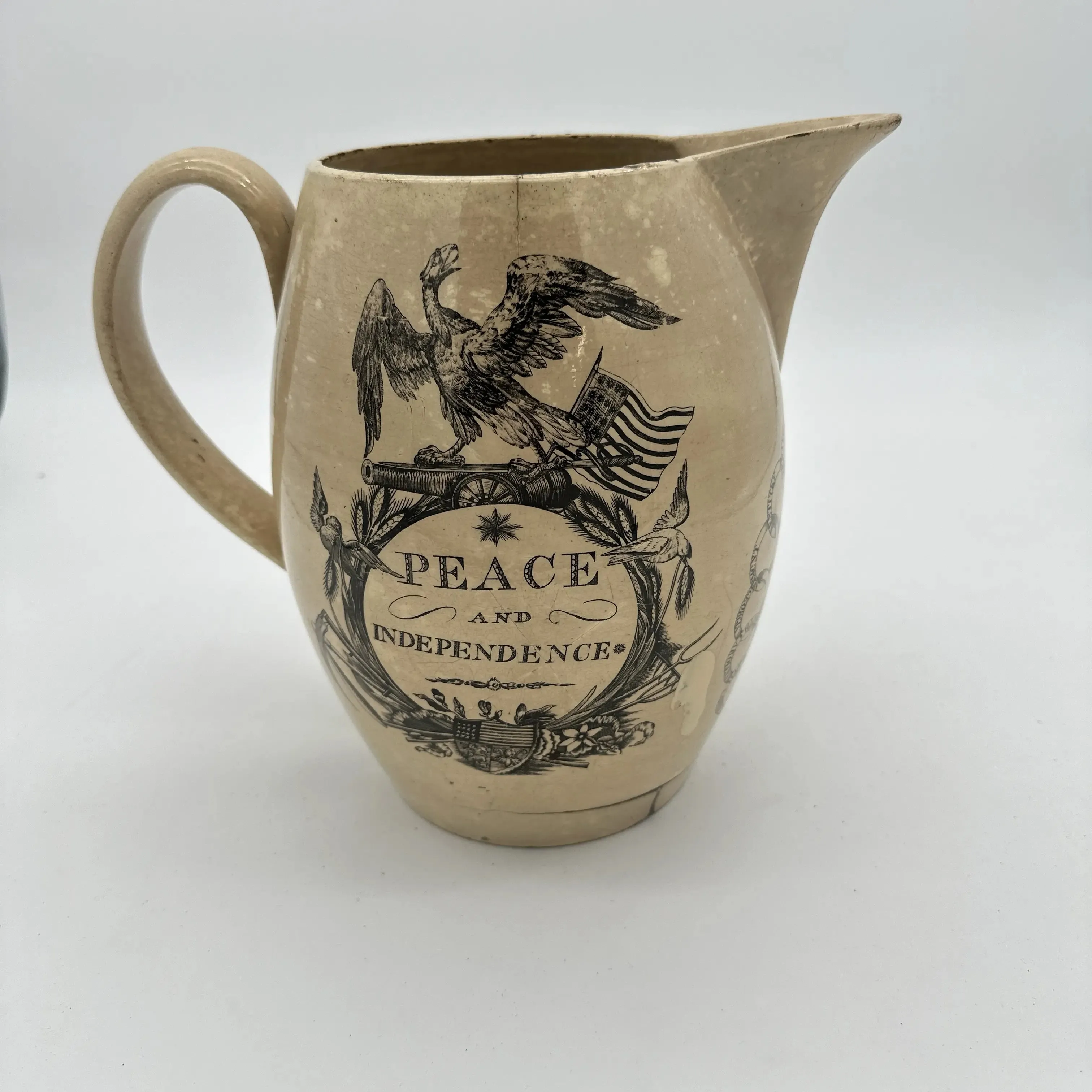 Liverpool creamware pitcher commemorating George Washington after his death