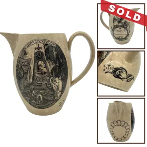 Liverpool creamware pitcher commemorating George Washington after his death