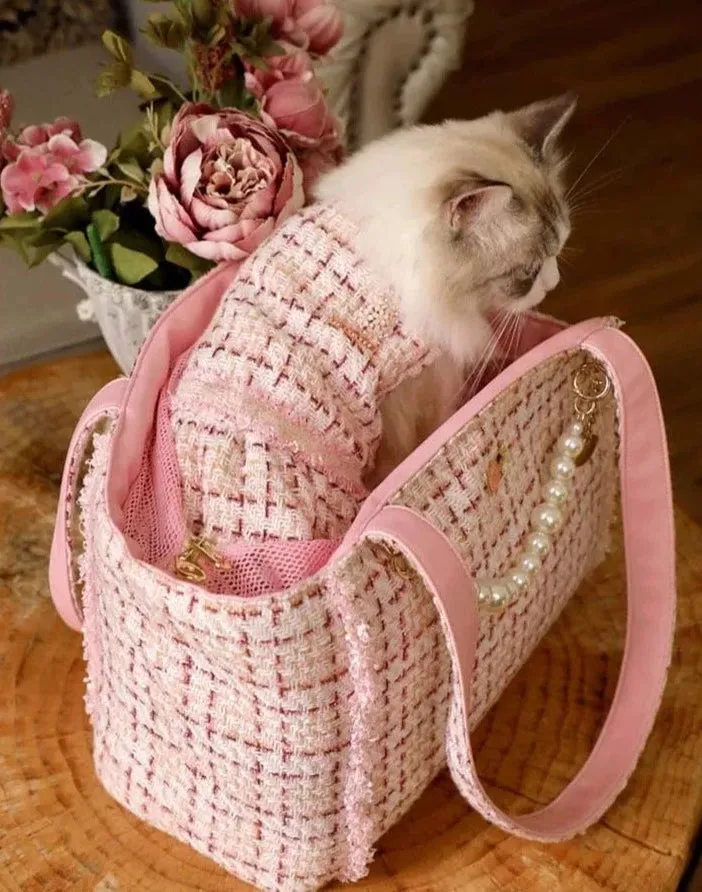 Luxury Tweed Pet Carrier Handbag