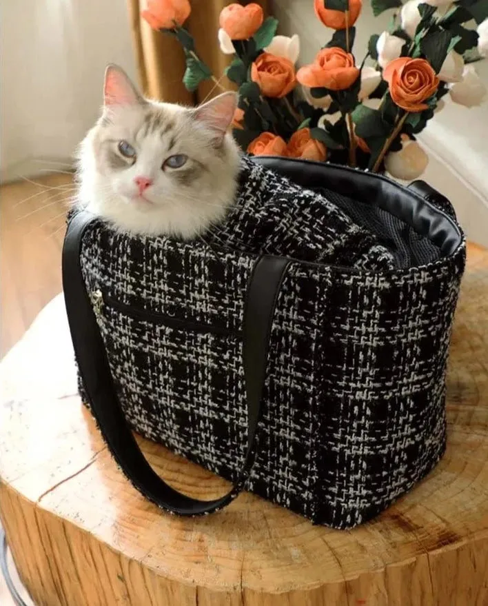 Luxury Tweed Pet Carrier Handbag