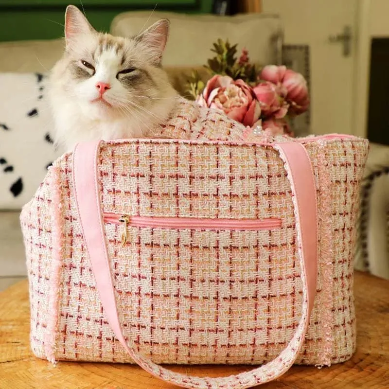 Luxury Tweed Pet Carrier Handbag