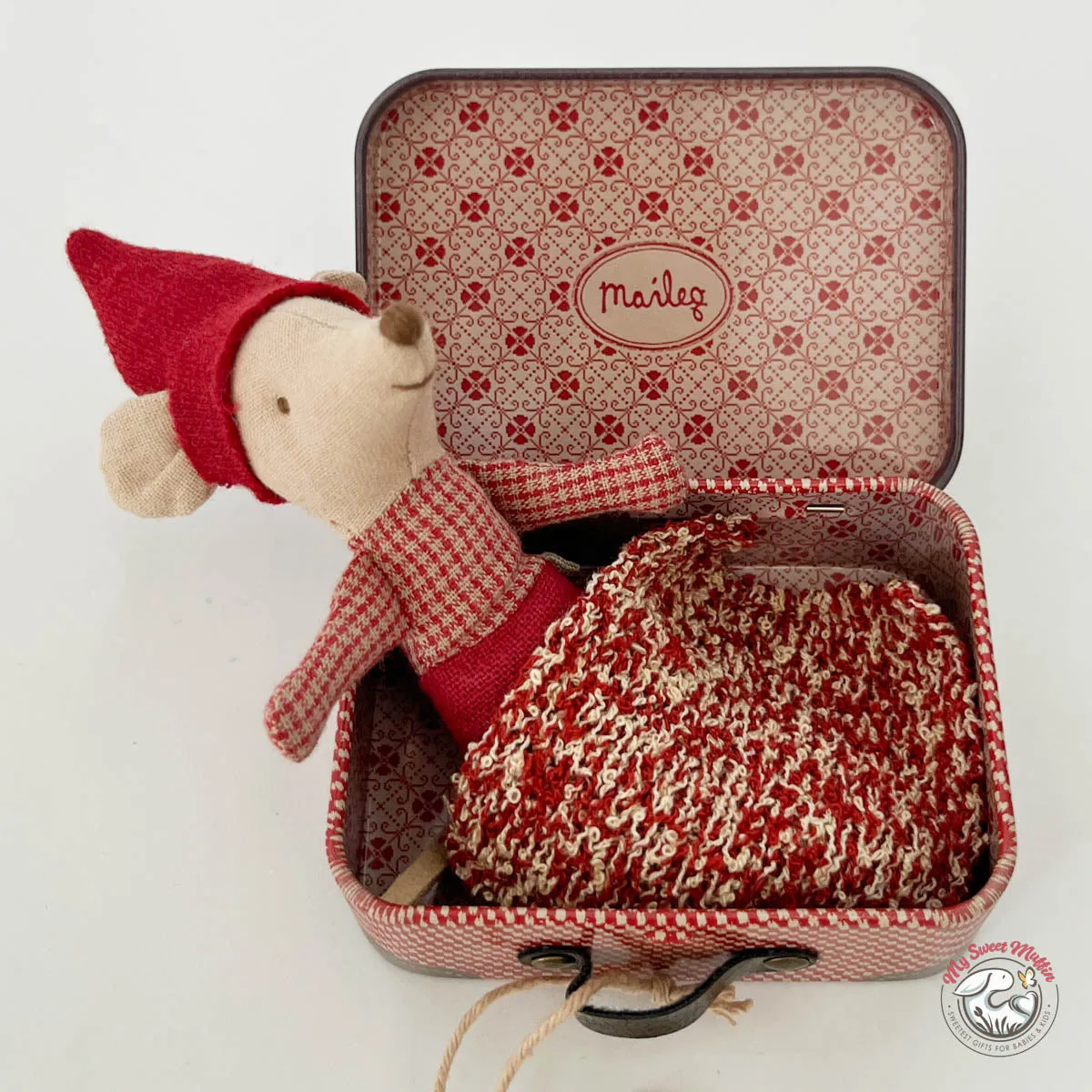 Maileg Little Pixy Christmas Mouse in Suitcase