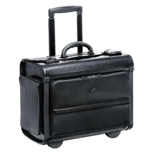 Mancini Business Collection Wheeled Leather Catalog Case