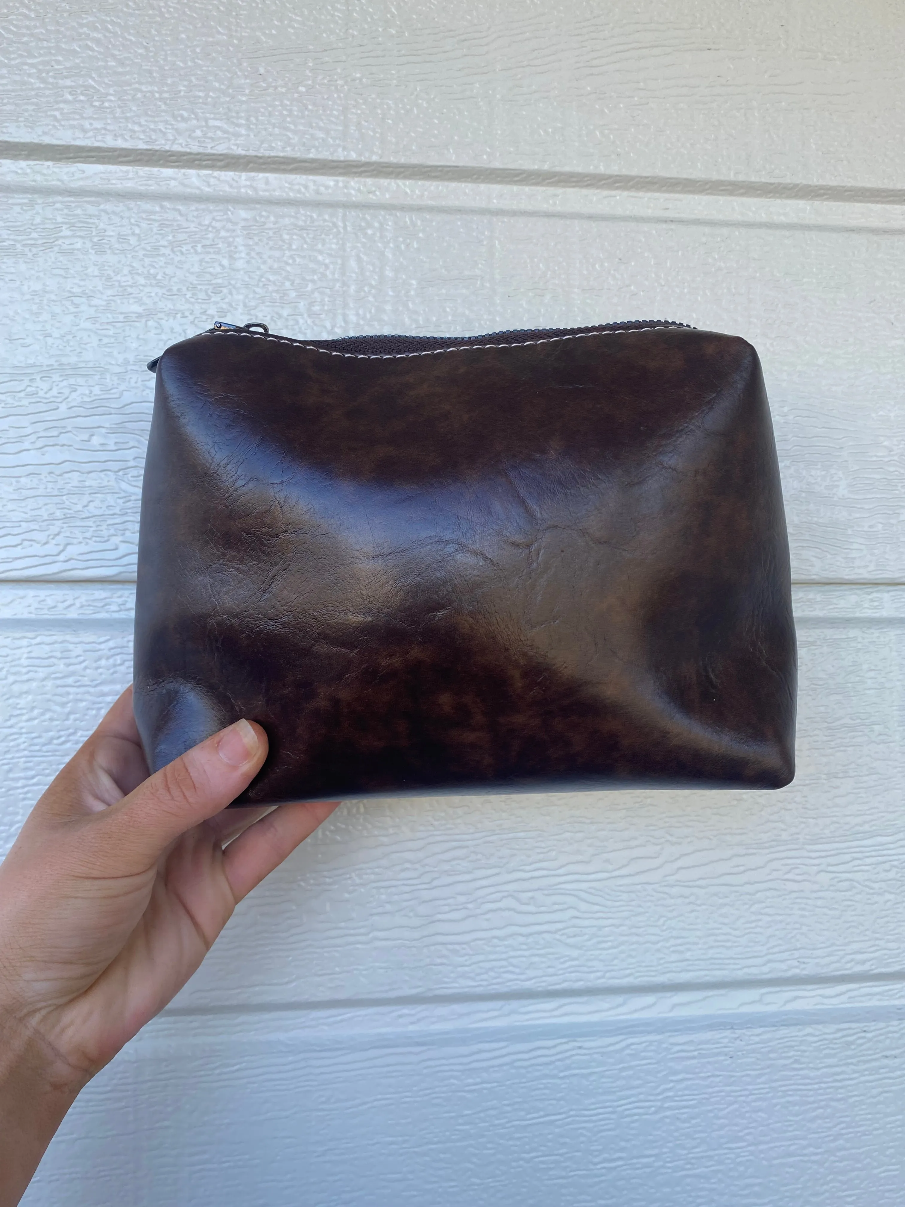 Medium Leather Zip Bags- Black & Dark Brown