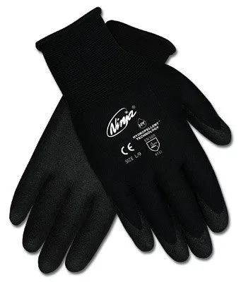 Memphis Large Nija HPT 15 Gauge Hydropellant Dark Gray PVC, Foam And Sponge Coated Work Gloves With Black Nylon Liner