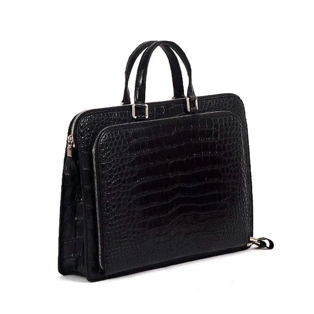 Men's Crocodile Leather Business Gentlemen Briefcase Attache