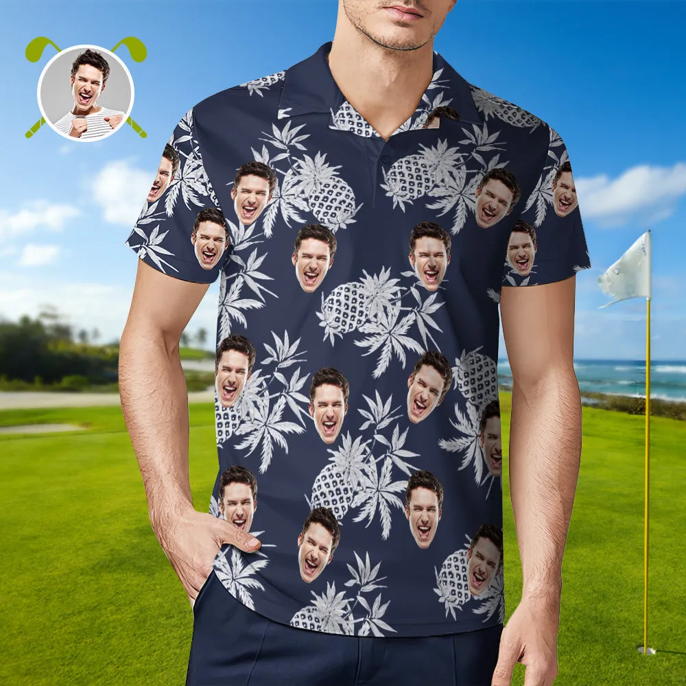 Men's Custom Face Shirt Personalised Golf Shirts For Him Vintage Pineapple