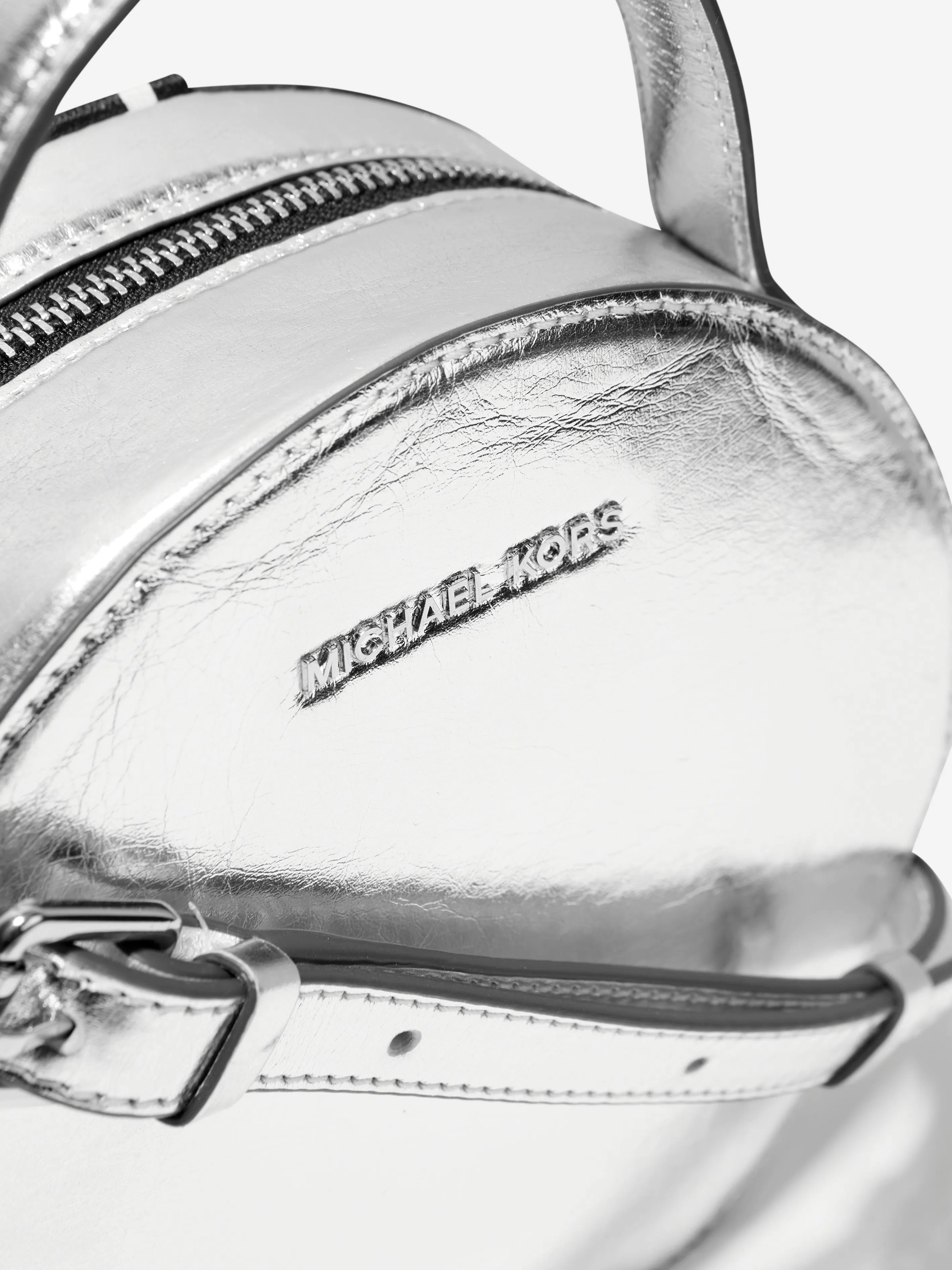 Michael Kors Girls Round Logo Handle Bag in Silver