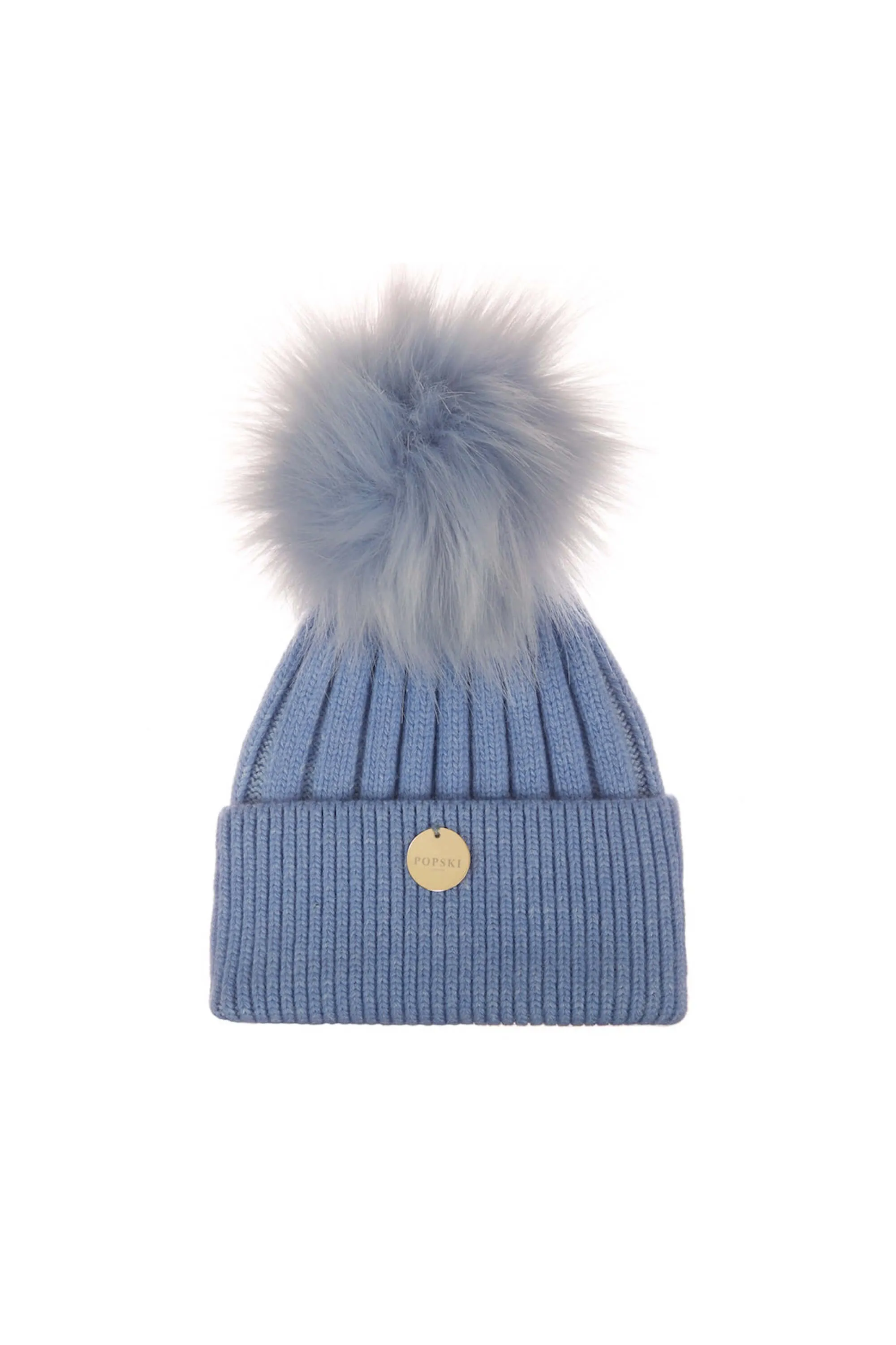 Mini Angora Baby Blue Hat with Matching Pom