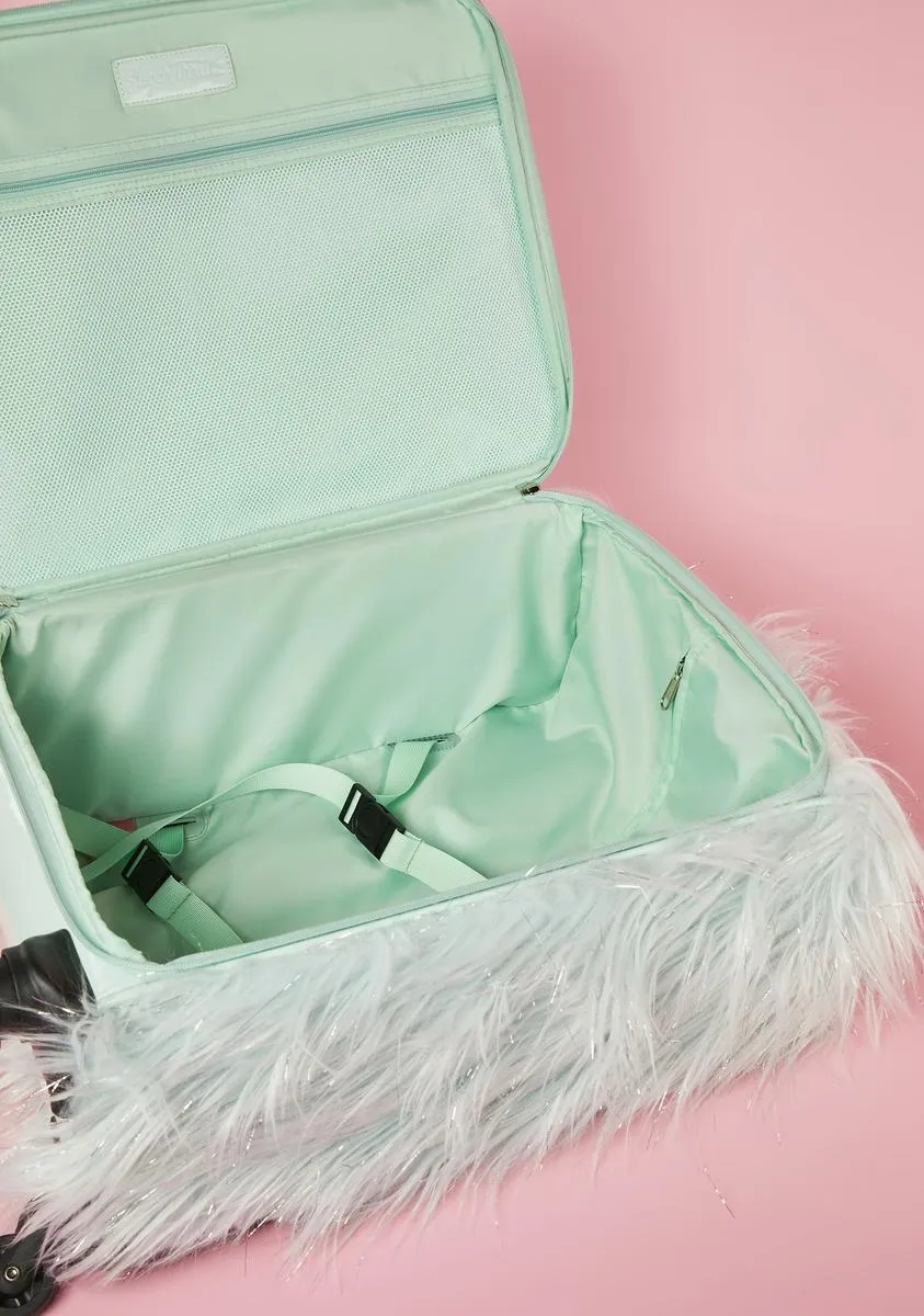 Mint You're High Maintenance Fuzzy Suitcase