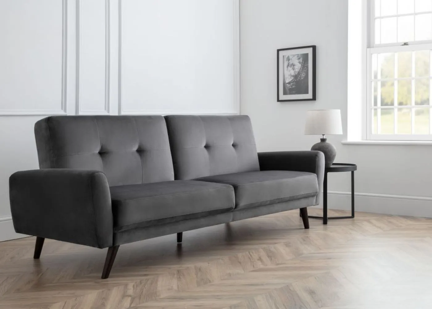 Monza Grey Velvet Sofabed by Julian Bowen