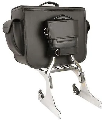 MOTORCYCLE BLACK SADDLEBAG PLAIN TWO STRAP LARGE SIZE ZIP OFF BAG 16 *13 *7