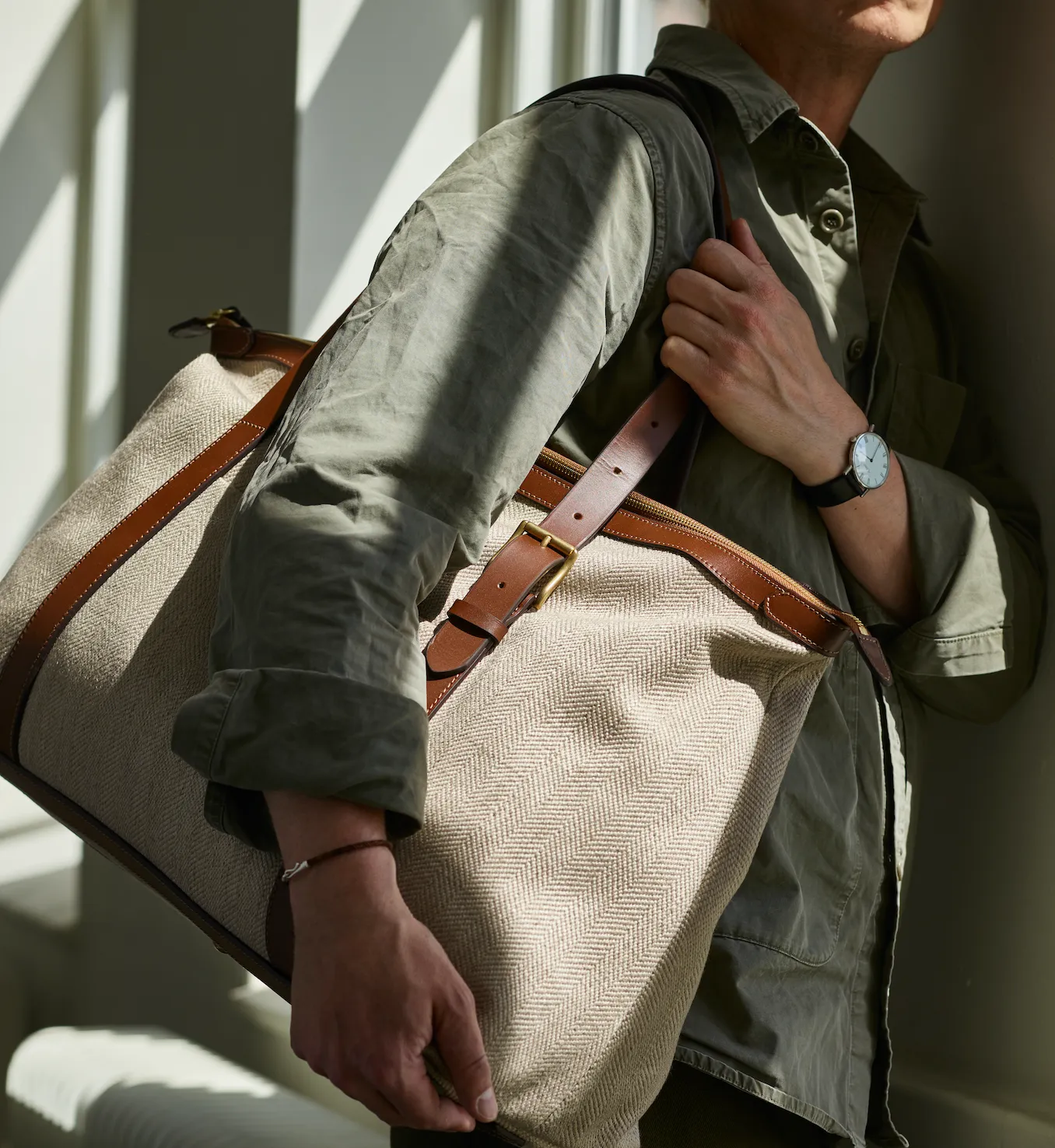 M/S Holdall – Grand Herringbone/Cuoio