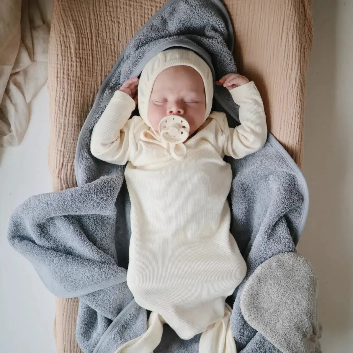 Mushie - Organic Cotton Baby Hooded Towel - Tradewinds