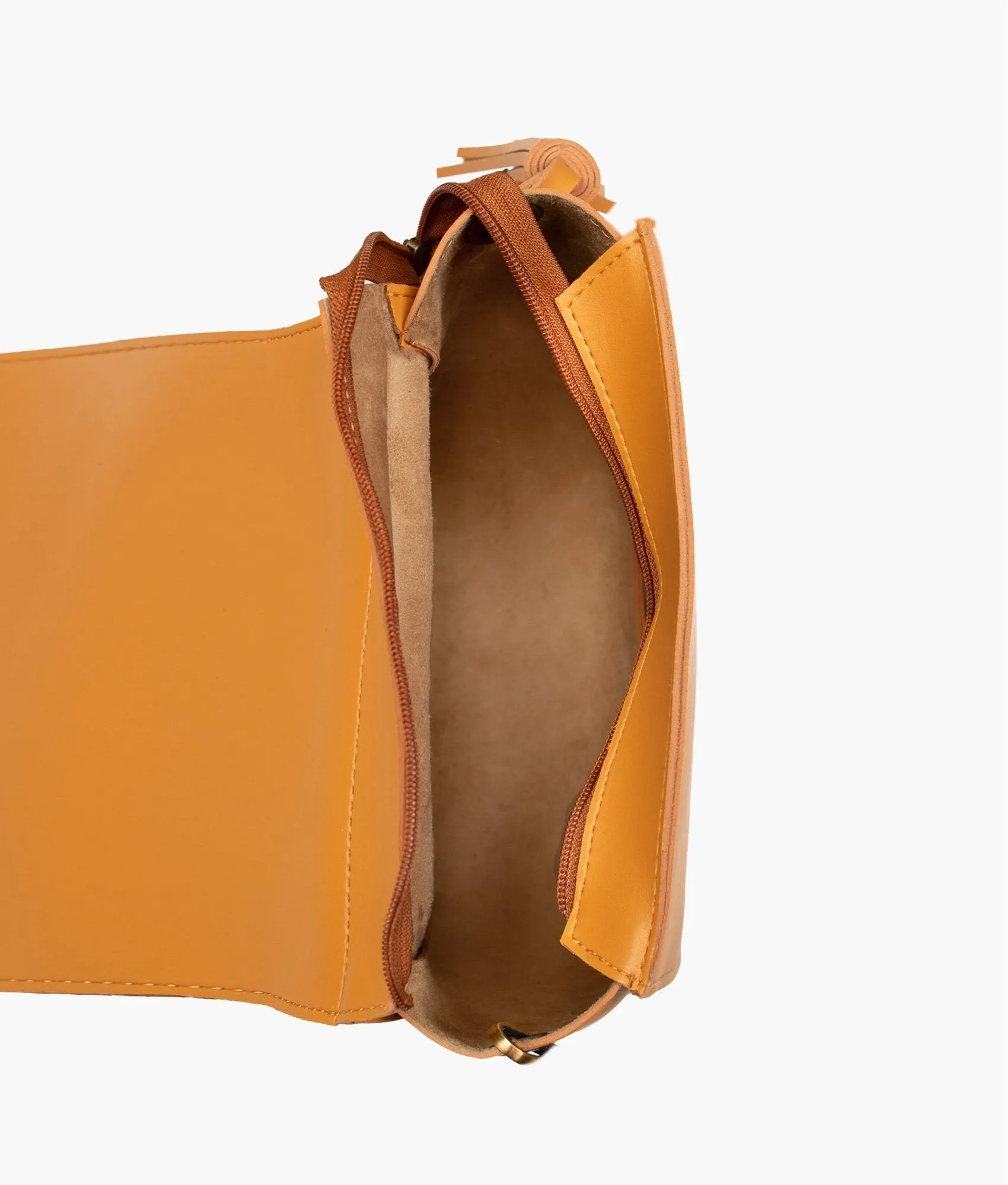 Mustard foldover saddle bag