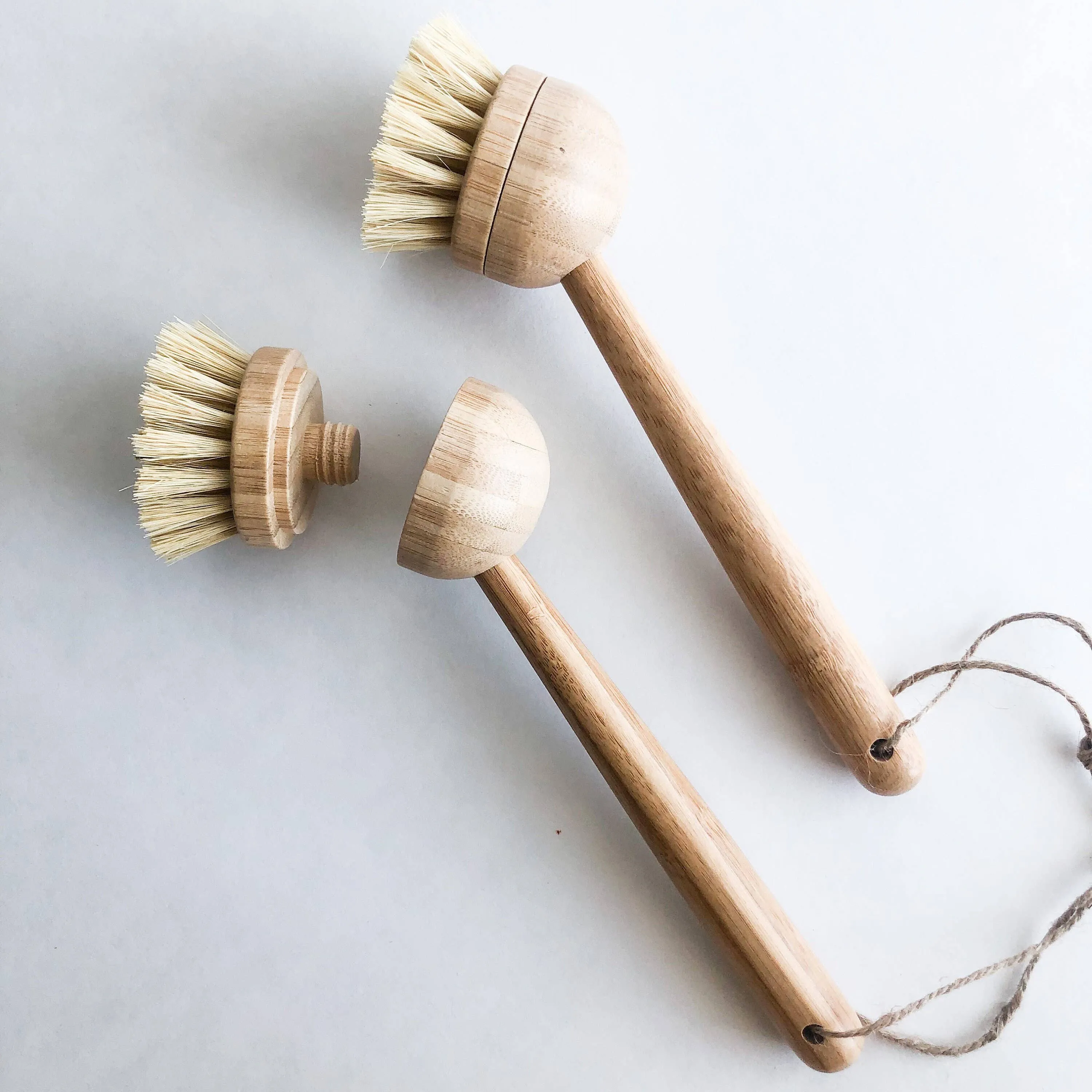 Natural Bamboo Sisal Dish Brush with Replaceable Head