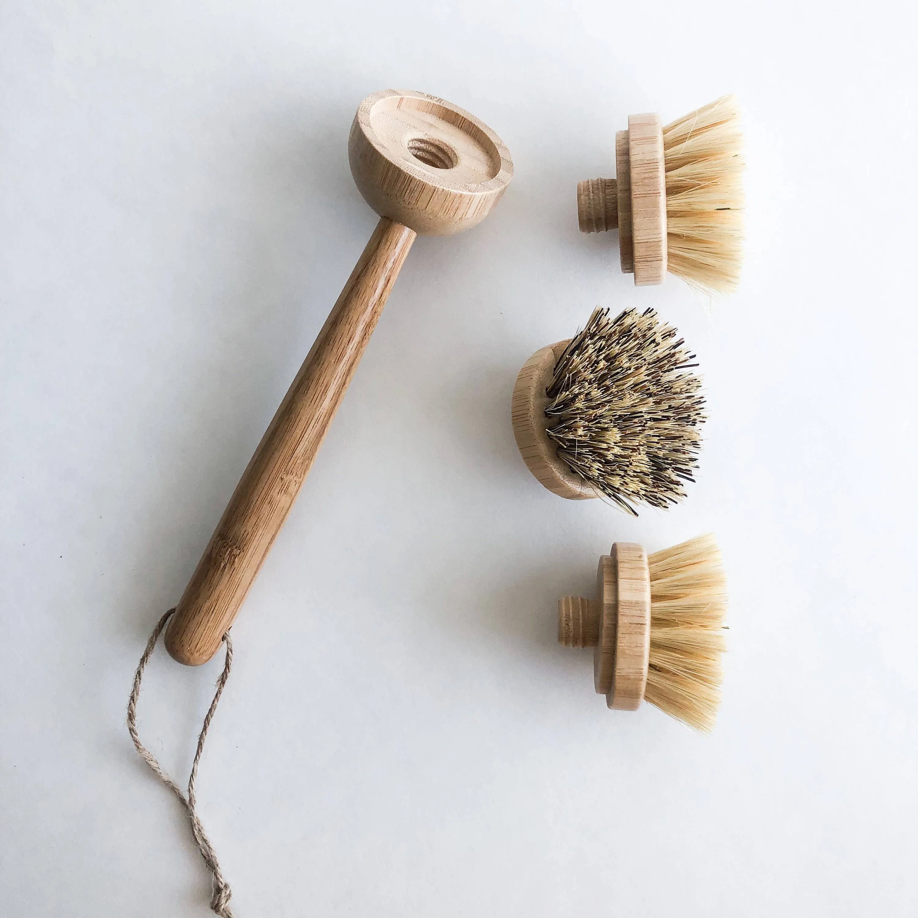 Natural Bamboo Sisal Dish Brush with Replaceable Head