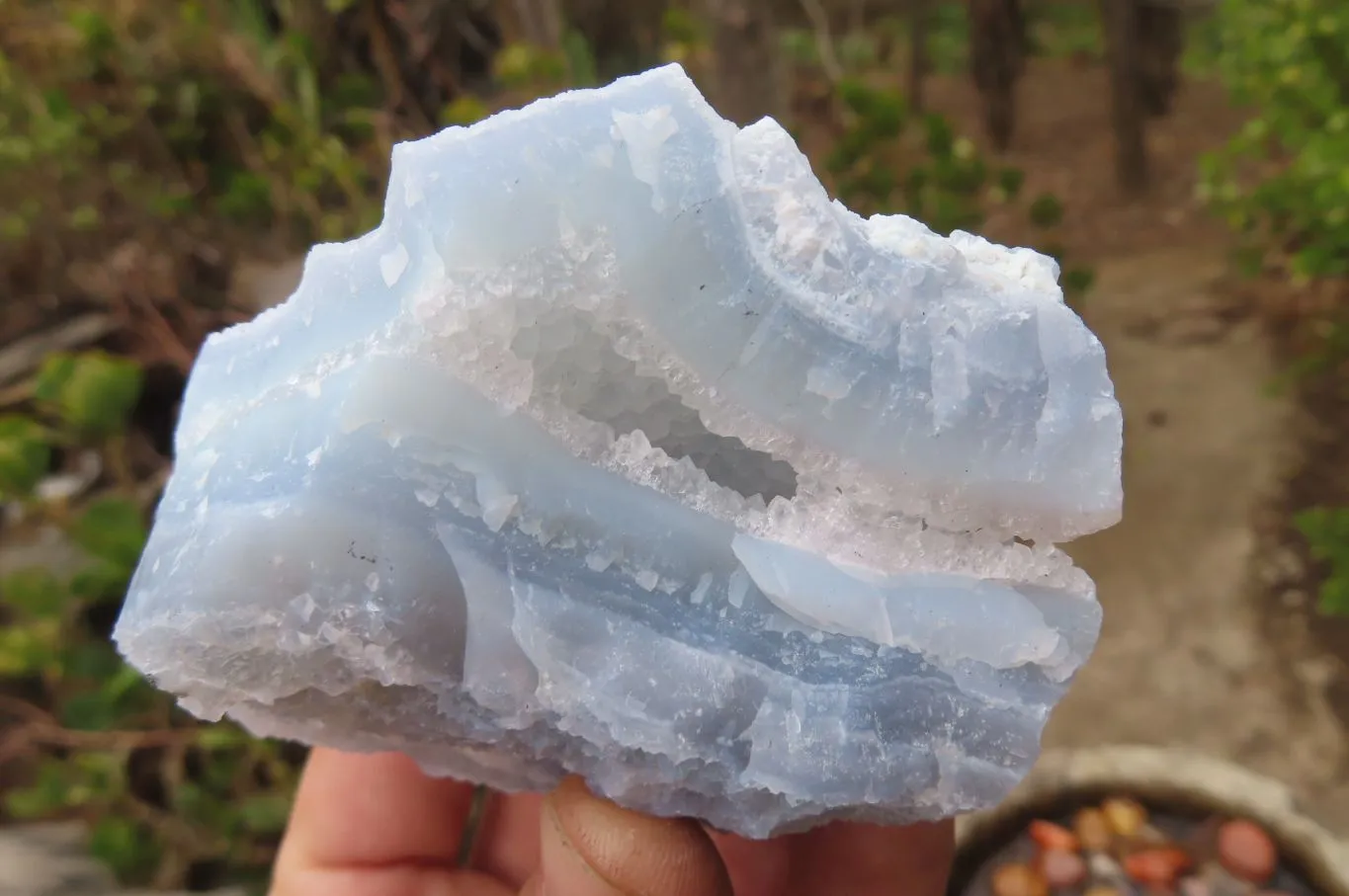 Natural Etched Blue Chalcedony Specimens x 6 From Malawi