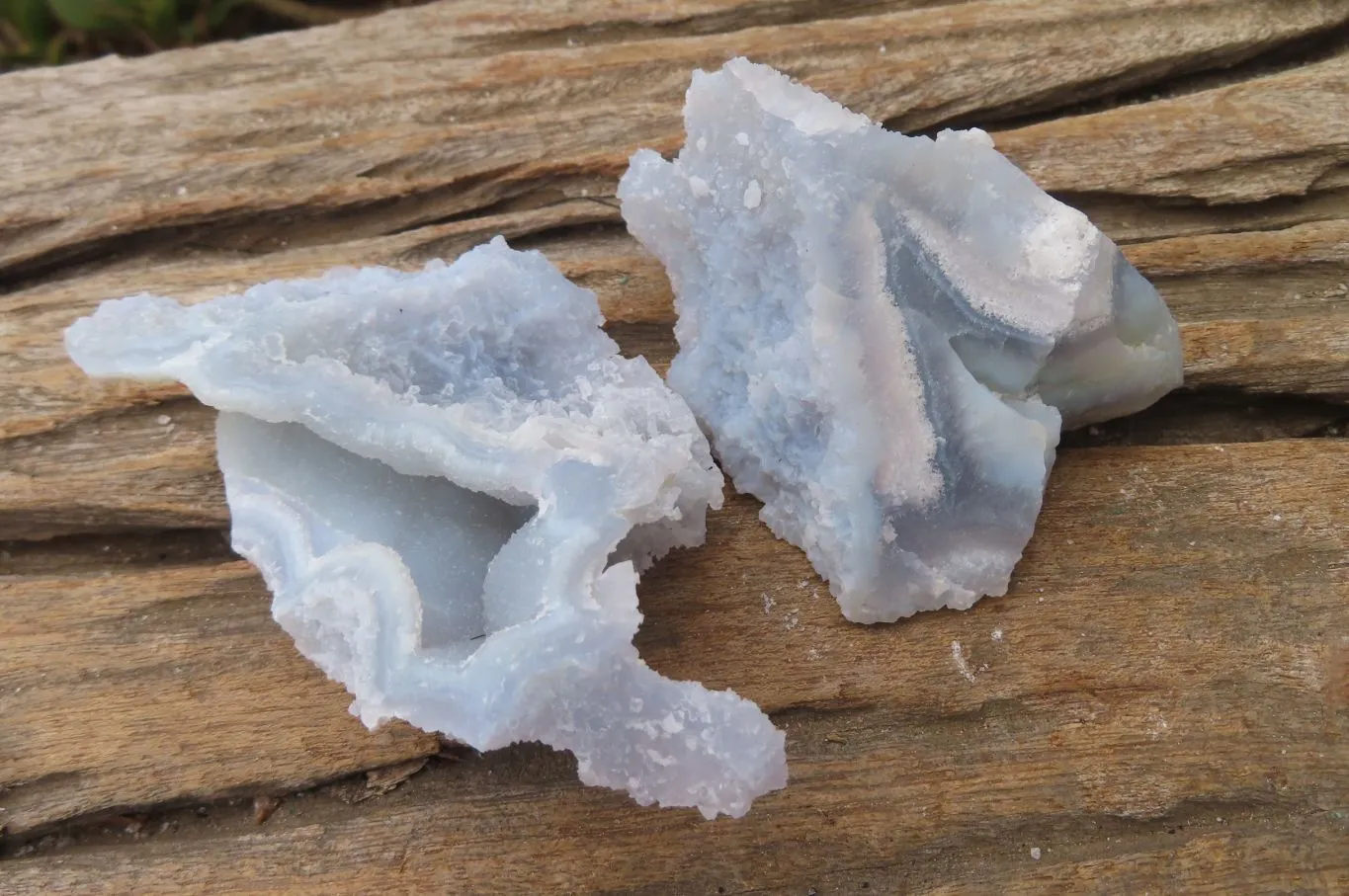 Natural Etched Blue Chalcedony Specimens x 6 From Malawi