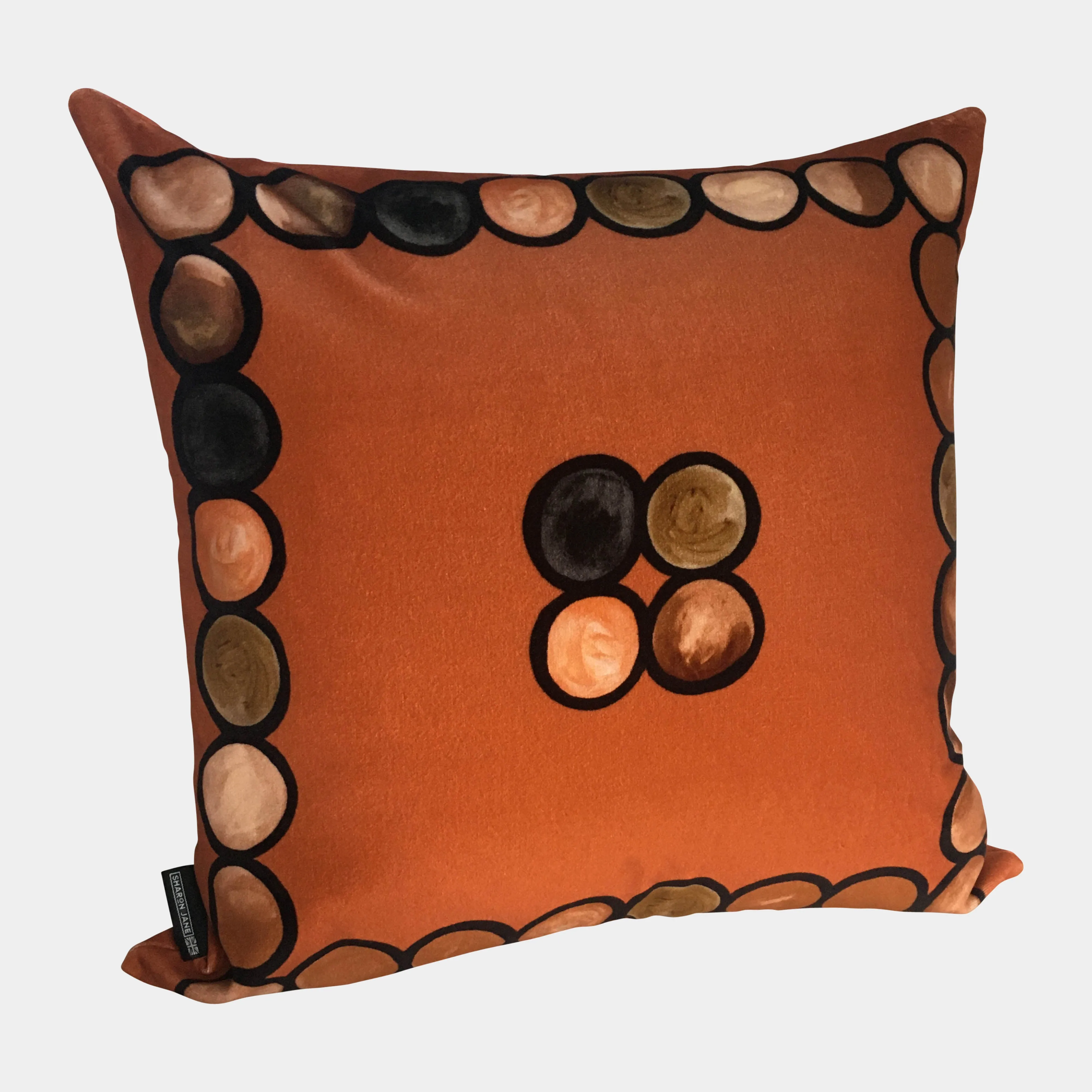 Ombré Circle Velvet Cushion - Terracotta   Coral