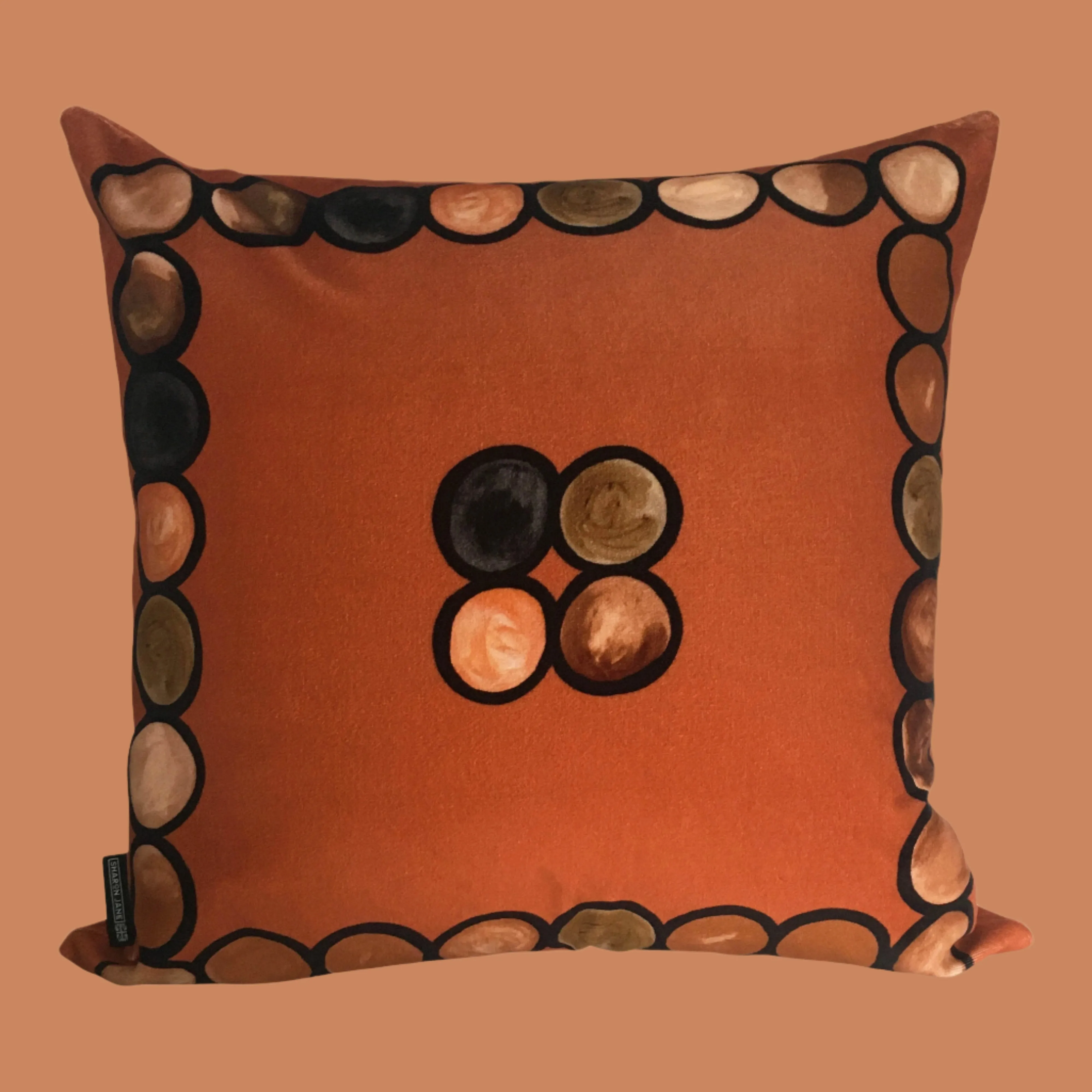 Ombré Circle Velvet Cushion - Terracotta   Coral