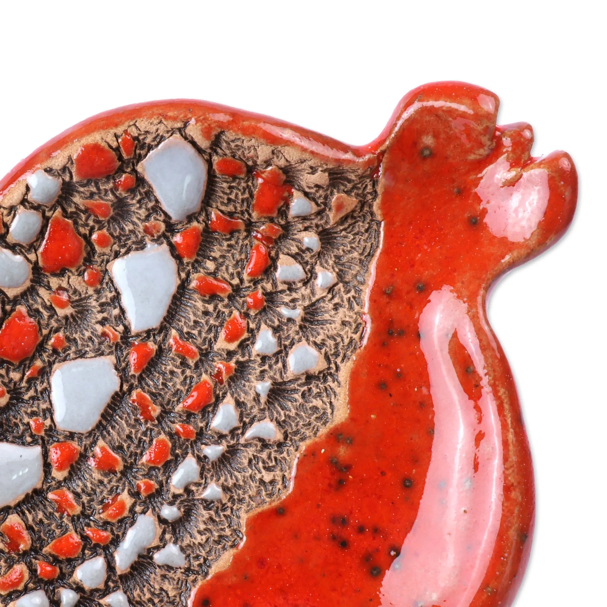 Pair of Red and Grey Glazed Ceramic Pomegranate Catchalls - Sweet Pomegranate | NOVICA